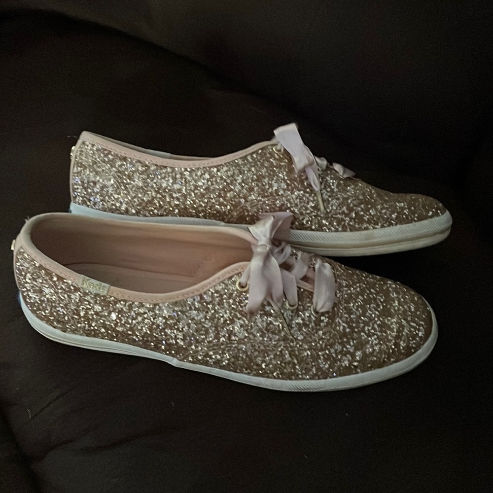 Kate Spade gold glitter sneakers
